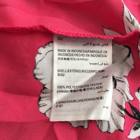 NEW Alfani Plus Top Blouse White Fuchsia Floral Peony Long Sleeves V Neck 0X - Picture 7 of 8